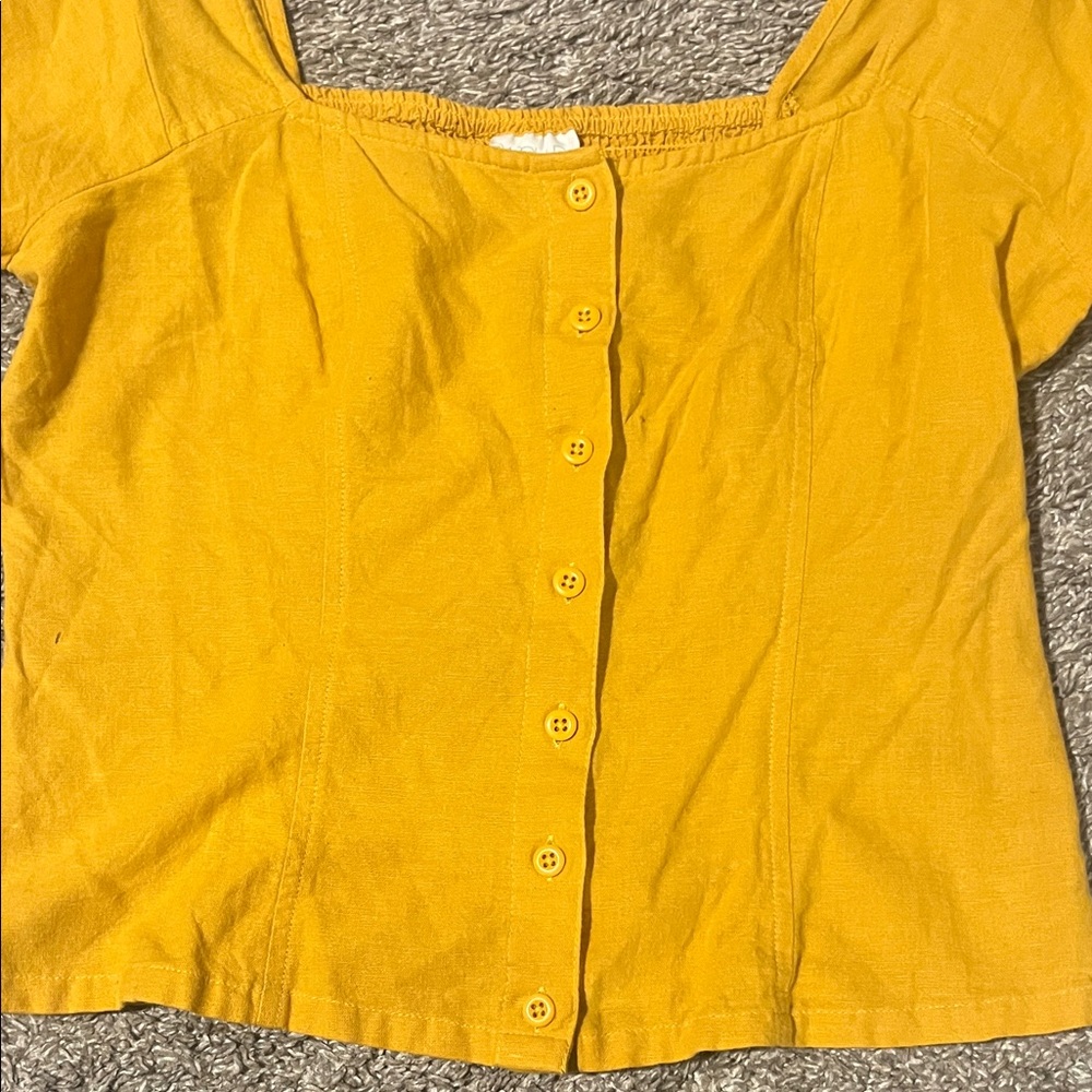 Abound Mustard Puff Sleeve Blouse - Picture 2 of 5